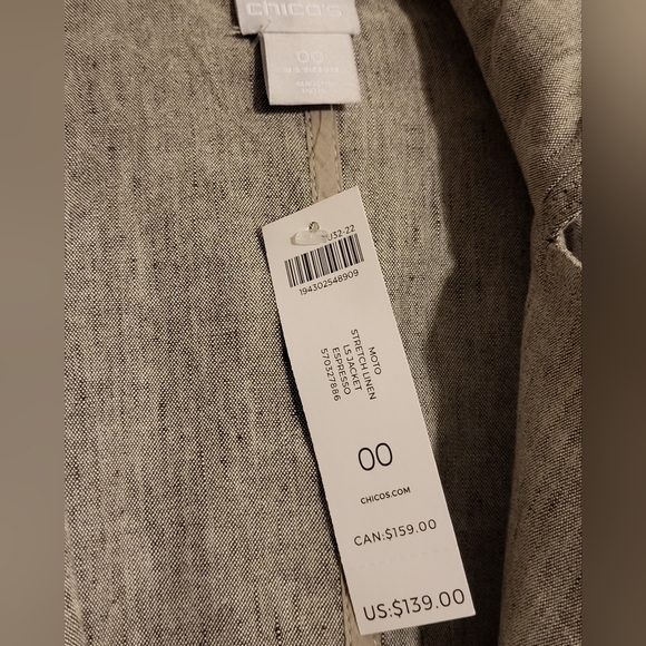 🔥CHICO'S Linen-Blend Stretch Moto Jacket - Picture 10 of 10
